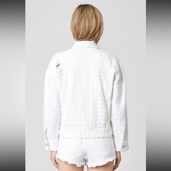 Blank NYC Eye On You White Distressed Denim Jacket - L - Picture 3 of 14